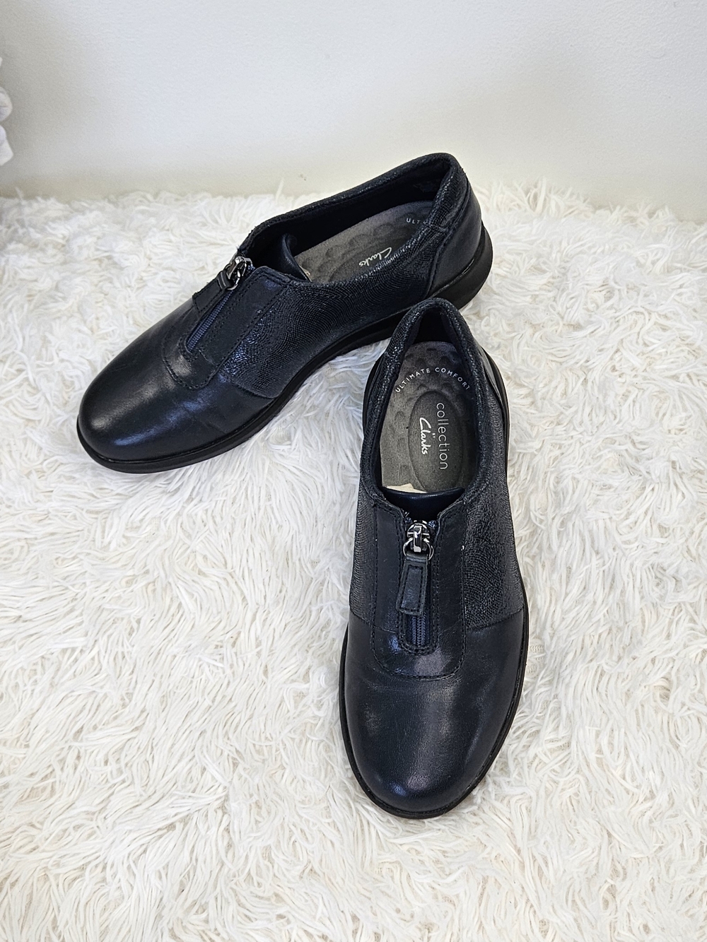 Clarks Collection Cushion Feel Zip Up Comfort Shoes 5.5 M